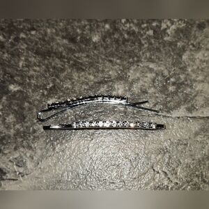 2 pc Elegant Rhinestone Silver Hair Clips BNIB